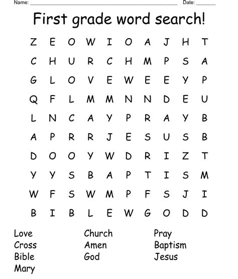 First Grade Word Search Wordmint