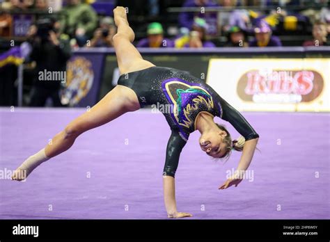February 18 2022 Lsus Olivia Dunne Performs Her Floor Routine During Ncaa Gymnastics Action
