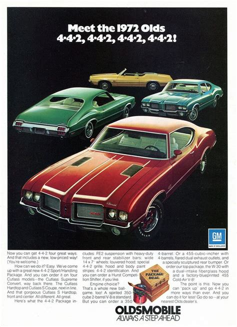 1972 Oldsmobile Cutlas 442 Advertisement Hot Rod Magazine April 1972