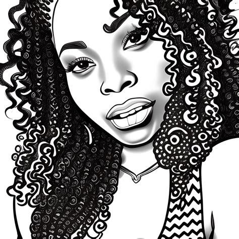 Beautiful Black Mixed Race Woman Coloring Page · Creative Fabrica