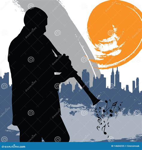 Clarinet Player Silhouettes Vector Illustration