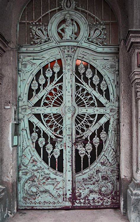 Cast Iron Dragon Motif Doors Art Nouveau Budapest Hungary