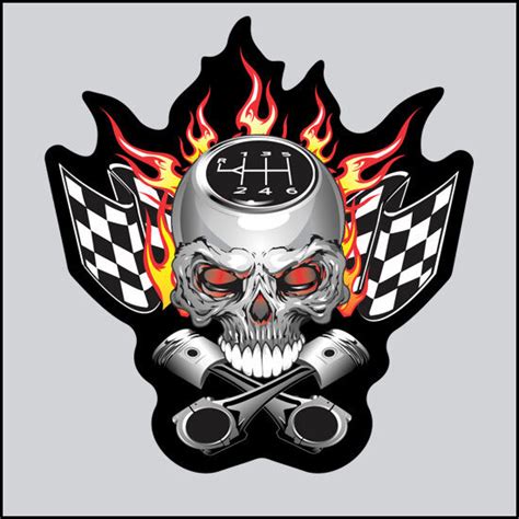 Bike games, play free car racing games online. Skull sticker vinyl chrome racing flag piston decal car ...