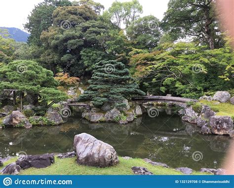 Japanese Zen Rock Garden Bridge At Daigo Ji Temple Kyoto