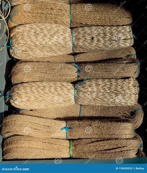 Bundle Of Linen Rope For Sale Stock Photo Image Of Pile Cord 130430532
