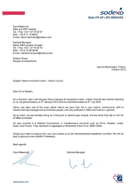 Recommendation Letter Adrien Courtat Sodexo 5 Mar 2013