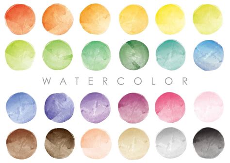 Colorful Round Watercolor Backgrounds Isolated On A White Background