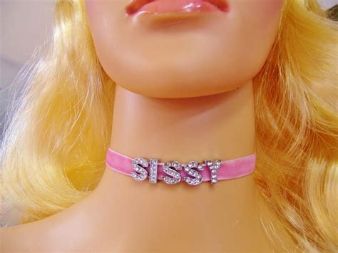 Any Words Personalized Choker Pink Velvet Sissy Collar Etsy