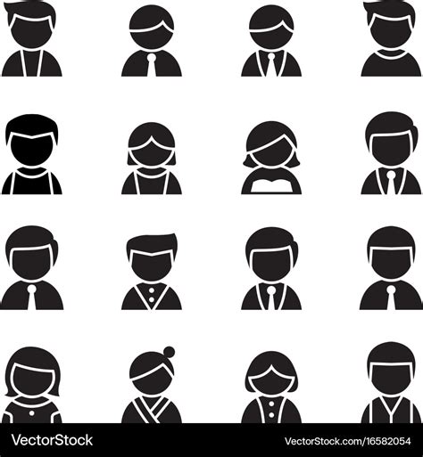 Silhouette User Man Woman Icon Set Royalty Free Vector Image