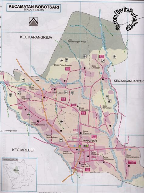 Peta Kecamatan Bobotsari Download Peta Purbalingga Lengkap Ukuran