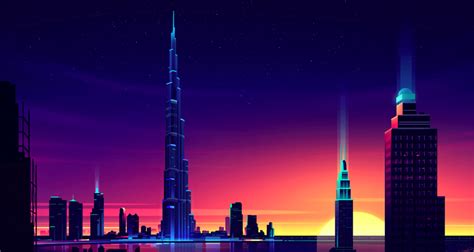 Beautiful Vibrant Illustrations Of City Skylines Made With Photoshop