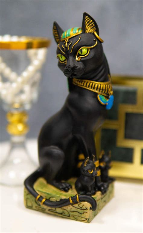 buy ebros ancient egyptian goddess sitting cat bastet mother with kittens statue in vivid colors