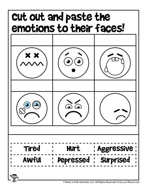 Emotions Cut And Paste Worksheet