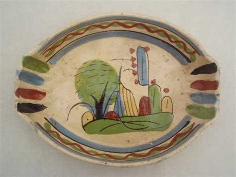 Vintage Mexican Pottery Nesting Trays Or Bowls Old Mexico Hand Painted