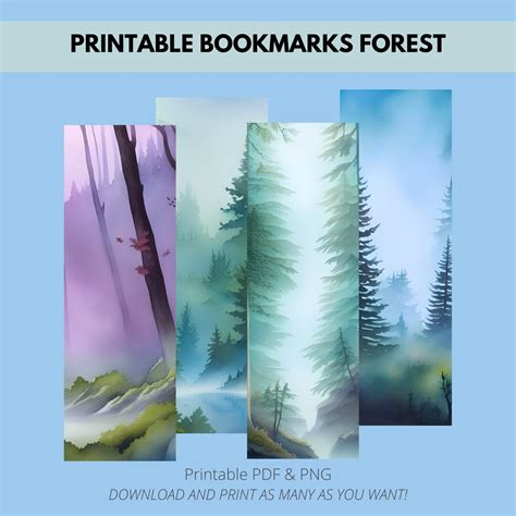 Forest Printable Bookmarks Enchanted Forest Bookmark Set Etsy