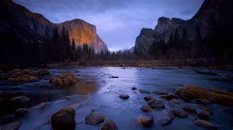 Download Wallpaper 3840x2160 Mountains Trees Stones River Yosemite