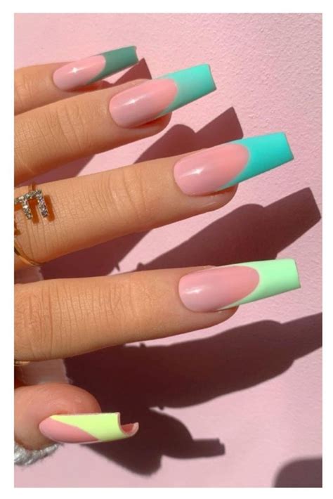 85 Green French Tip Nails Long Nieyaspejals