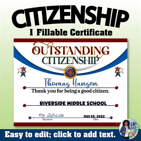 Citizenship Certificate Powerpoint Certificates School Etsy