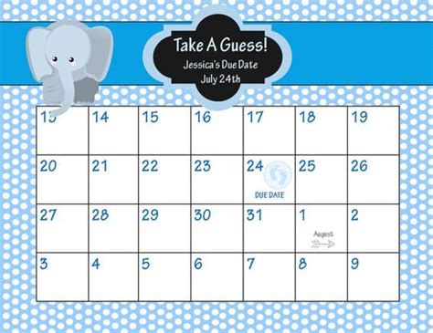 Home » celebrate » baby shower ideas » guess the date/weight of baby. Printable Due Date Calendar // Baby Shower Game // Guess ...