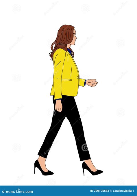 Business Woman Walking Side View Vector Isolated Stock Illustration