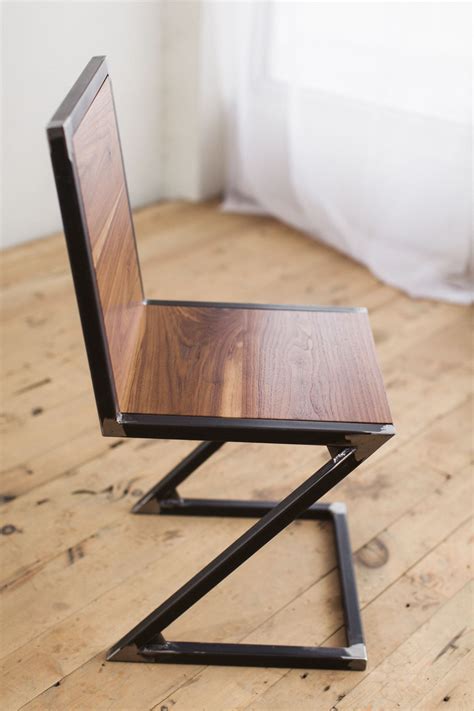 Walnut And Raw Steel Z Chair Factor Fabrication Ideia Moveis
