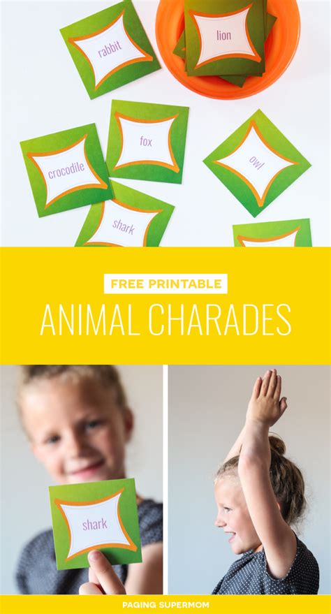 Free Printable Animal Charades Game Cards You Can Also Use Them For