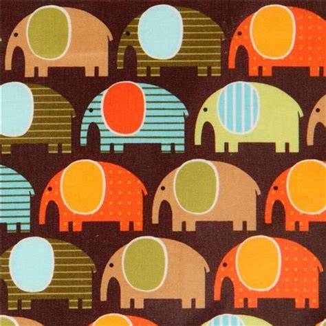 Brown Elephant Premium Laminate Fabric By Robert Kaufman Colorful