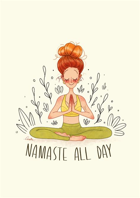 Namaste All Day Illustration In 2020 Yoga Drawing Yoga Yoga Drawing Yoga Illustration