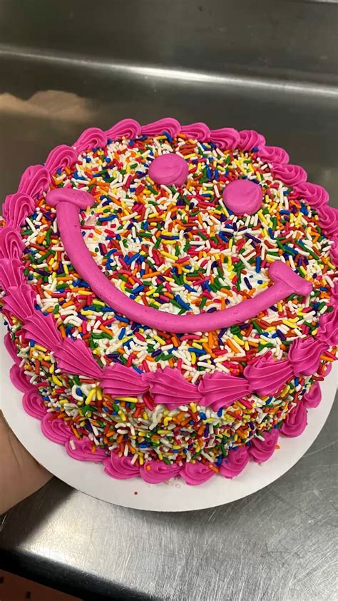 Sprinkle Smiley Face Cake Hot Pink Sweet 16 Birthday Cake Birthday