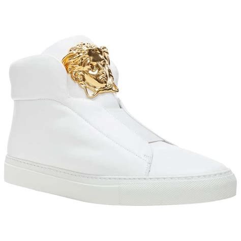 new versace palazzo gold medusa white calfskin leather high top sneaker eu40 at 1stdibs