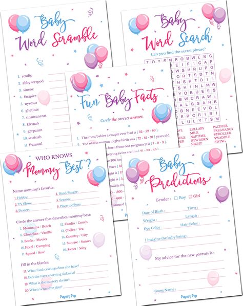Buy Gender Reveal Games Set Of 5 Activities For 50 Guests Pack Of