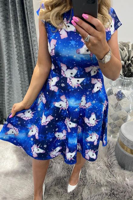 Adult Blue Unicorn Skater Dress Want That Trend