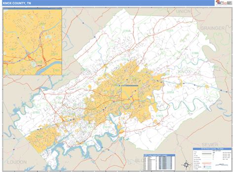 Knox County Tennessee Zip Code Wall Map