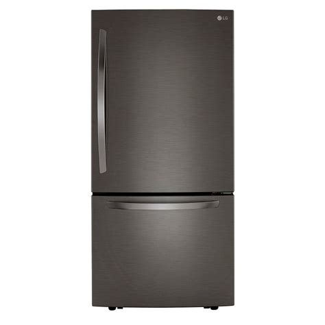 lg 33 in 25 5 cu ft bottom freezer refrigerator black stainless steel p c richard and son