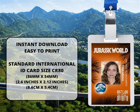 Printable Jurassic Park Vivian Krill Id Card Park Division Etsy