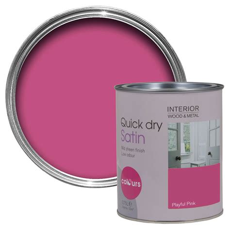 Everyday low prices and amazing selection. Colours Playful pink Satin Emulsion paint 0.75L ...