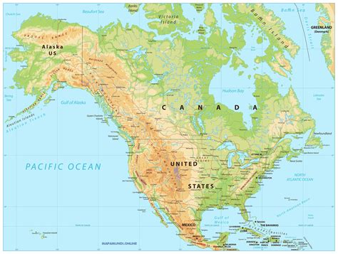 Mapa De America Del Norte Norteamerica Politico Fisico Mudo Images