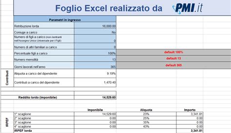 Calcolo Irpef Con Foglio Excel Formule E Modello Pmiit