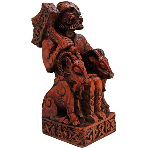 Seated Thor Norse God Statue Wood Finish Celtic God Paul Borda