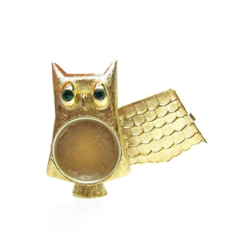 Avon Owl Brooch Vintage Gold Locket With By Browneyedrosevintage