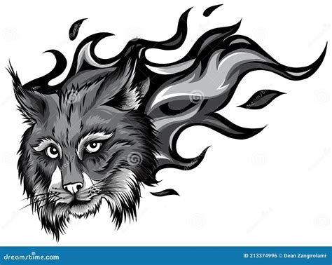 Monochromatic Lynx Animal Face Vector Eurasian Lynx Cat Head Portrait