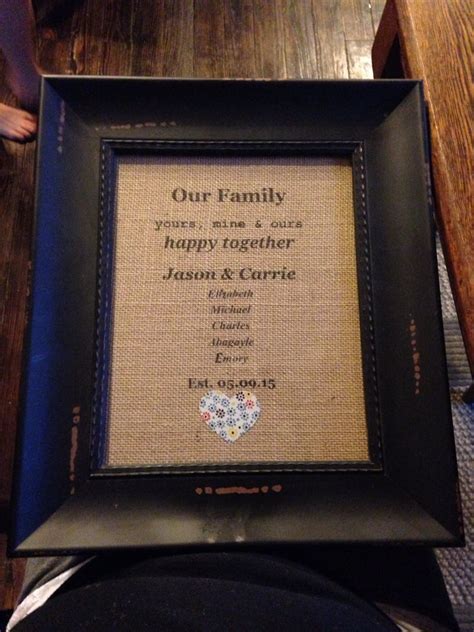 Perhaps you are also looking for something super special and unique to give the bride and groom. So proud of my handmade wedding gift for a blended family ...