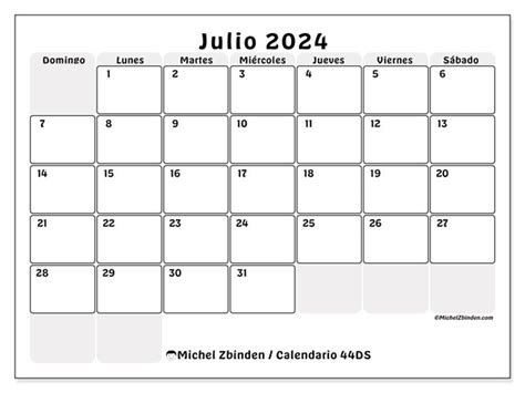 Calendario Julio De 2024 Para Imprimir “44ds” Michel Zbinden Cl