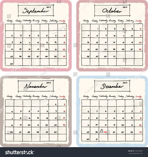 Handwritten 2013 Calendar With Grunge Elements Months September