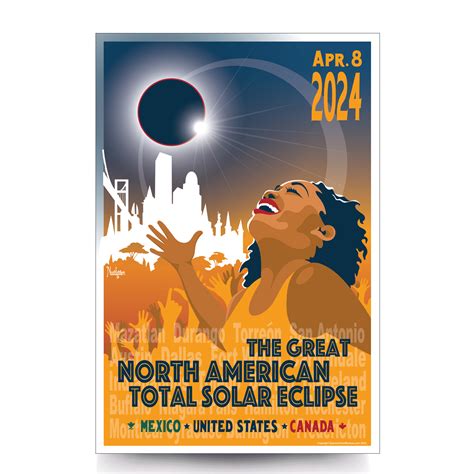 Great North American Solar Eclipse 2024 Cities In The Eclipse Artwork