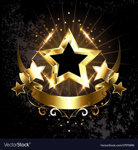 Five Stars With Golden Ribbon Royalty Free Vector Image