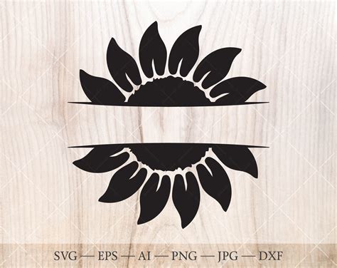 Sunflower Svg Sunflower Monogram Frame Black And Shite Etsy