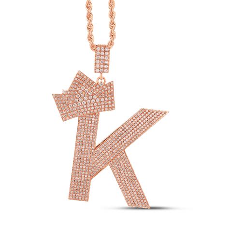 Custom Letter K with Crown Diamond Pendant - Milon - Luxury Jewelry
