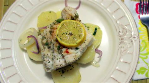 Sea Bass With Sliced Baked Potatoes Recipe