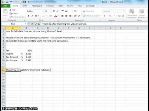 When referring to an individual's earnings after deductions and taxes have been removed, it is seen as net income. 00033 - How To Calculate Your Net Income Using Microsoft ...